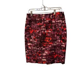 Ann Taylor Women's Multi Colored Reds Straight Skirt - 6